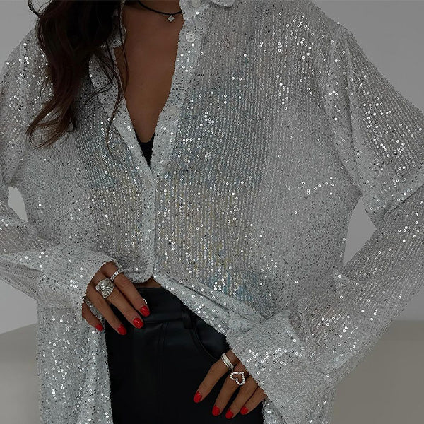 Blouse de soirée femme à coupe ample Cekinowa