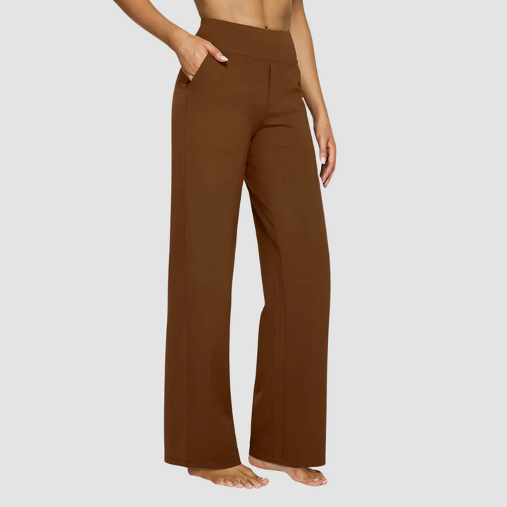 Pantalon de sport féminin confortable à taille haute et jambes larges