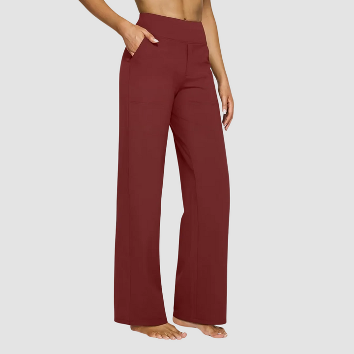 Pantalon de sport féminin confortable à taille haute et jambes larges