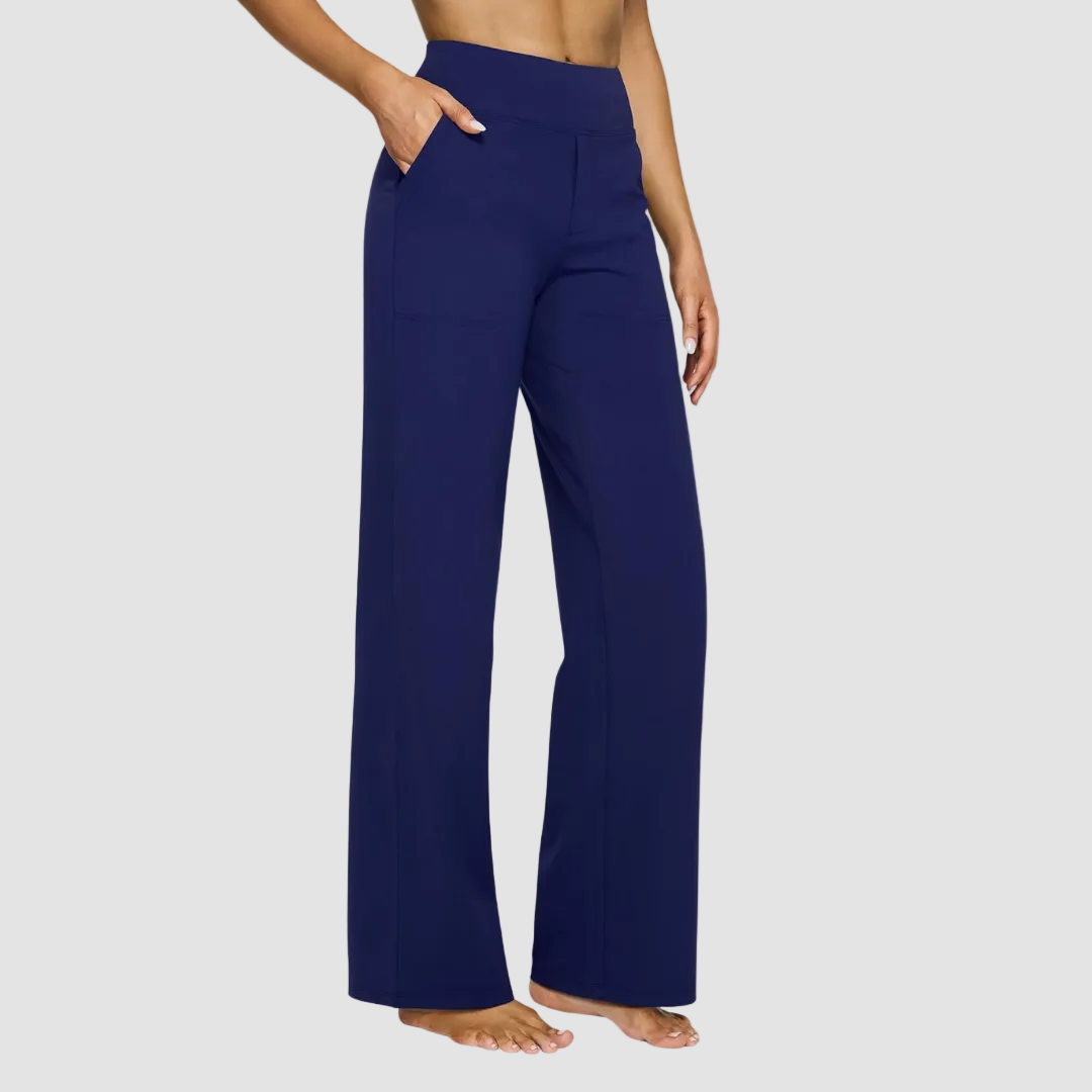 Pantalon de sport féminin confortable à taille haute et jambes larges
