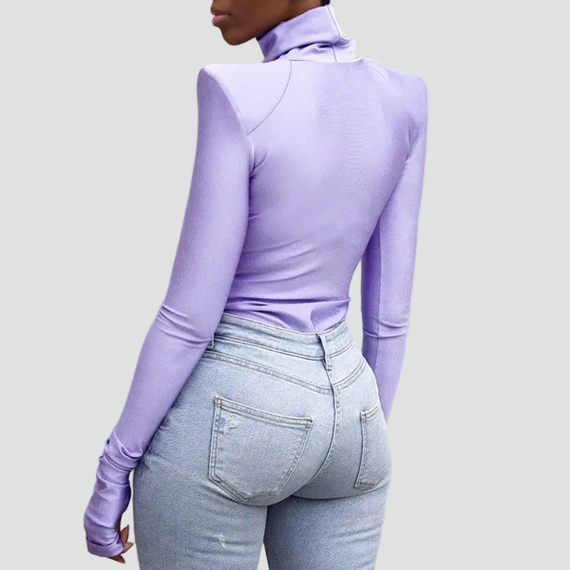 Body élégant à col roulé avec épaulettes pour femmes