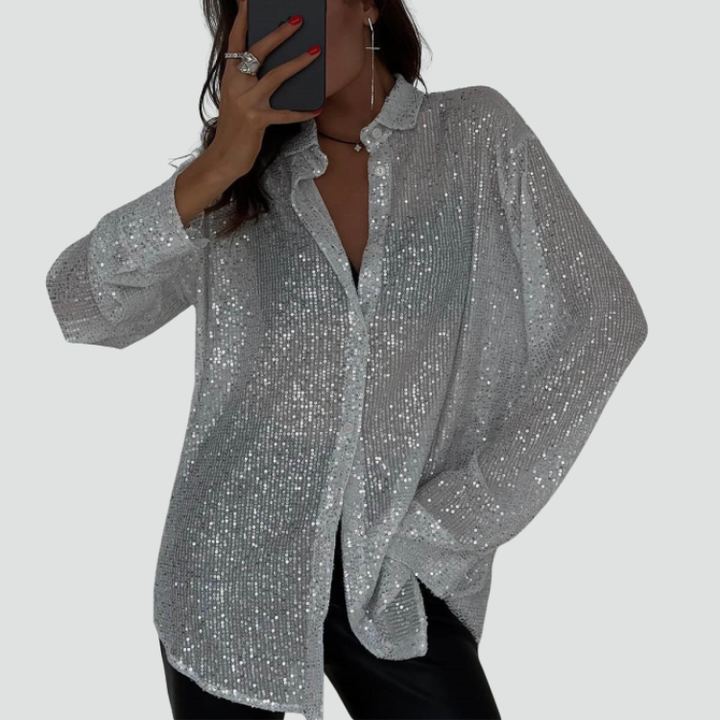 Blouse de soirée femme à coupe ample Cekinowa
