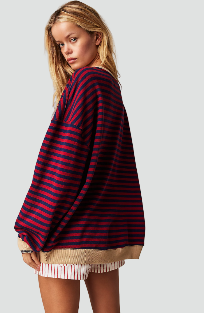 Kolorowa bluza damska oversize w paski na co dzień
