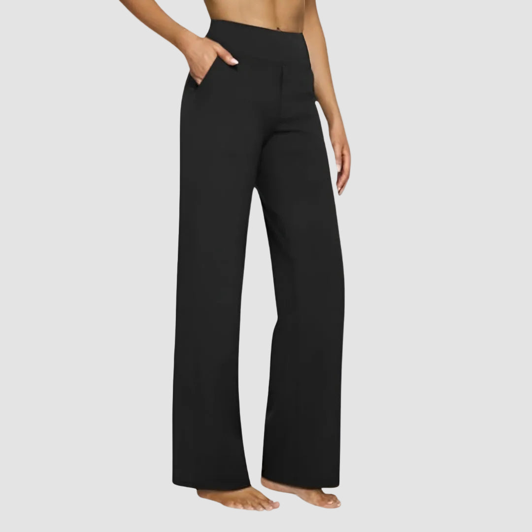 Pantalon de sport féminin confortable à taille haute et jambes larges