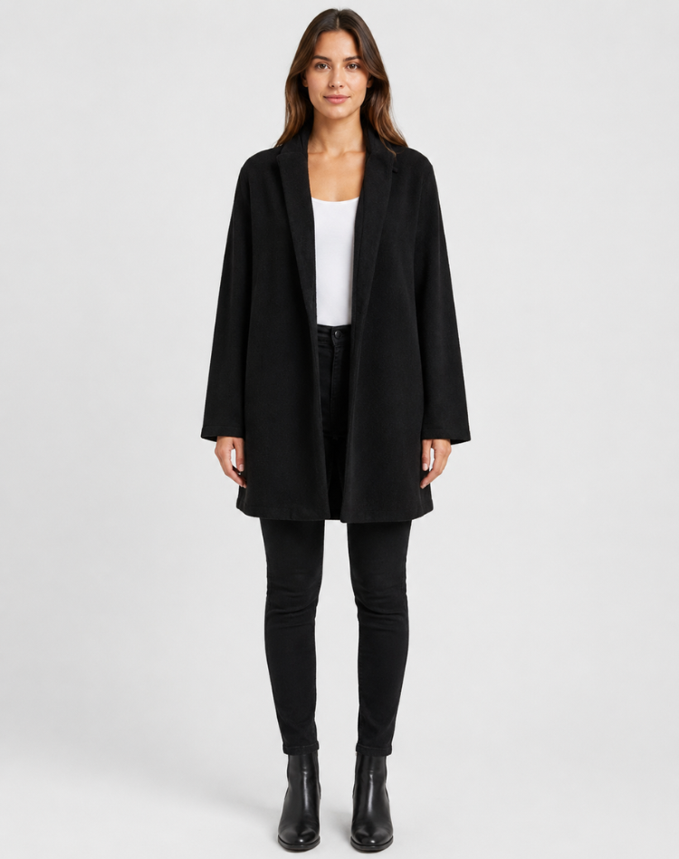 Manteau classique élégant en laine pour femme, idéal pour le travail