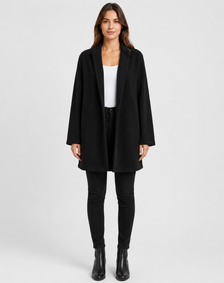 Manteau classique élégant en laine pour femme, idéal pour le travail