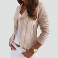 Veste en daim aspect suédé avec fermeture asymétrique pour femme