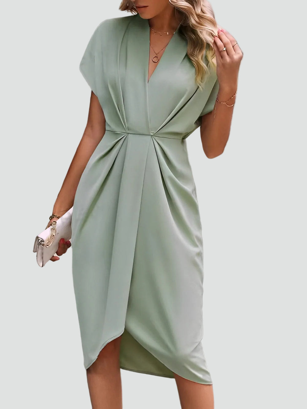 Robe portefeuille midi élégante pour femme, style cocktail