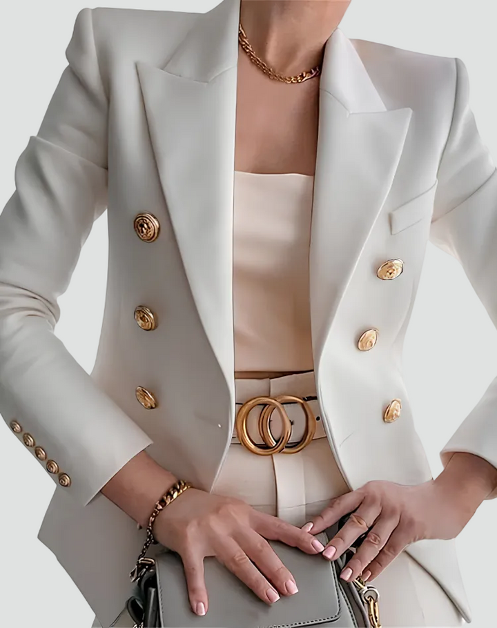 Veste à double boutonnage pour femme avec boutons décoratifs élégante