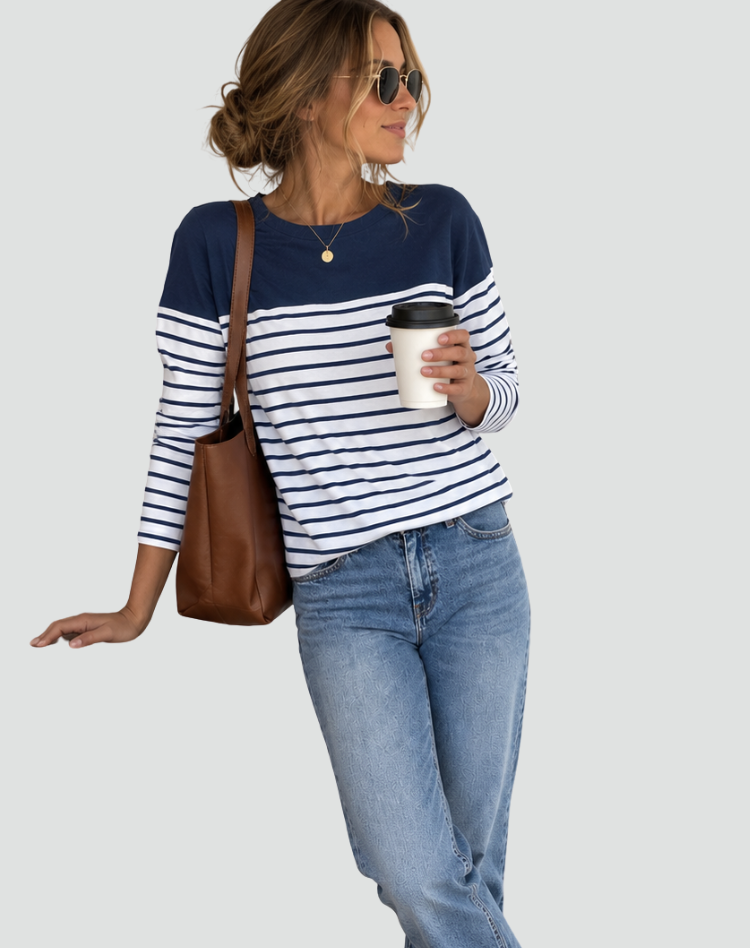 Pull doux pour femme à rayures de coupe classique