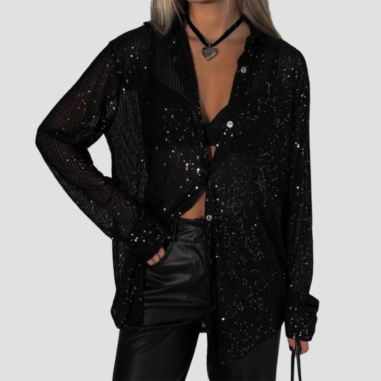 Blouse de soirée femme à coupe ample Cekinowa