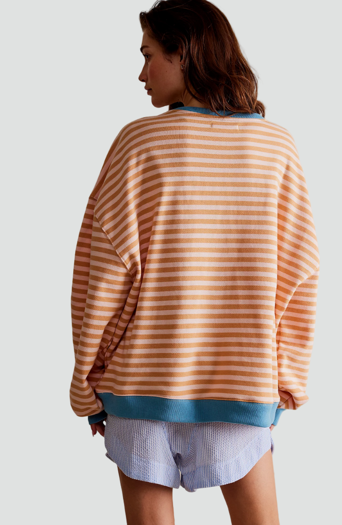 Kolorowa bluza damska oversize w paski na co dzień