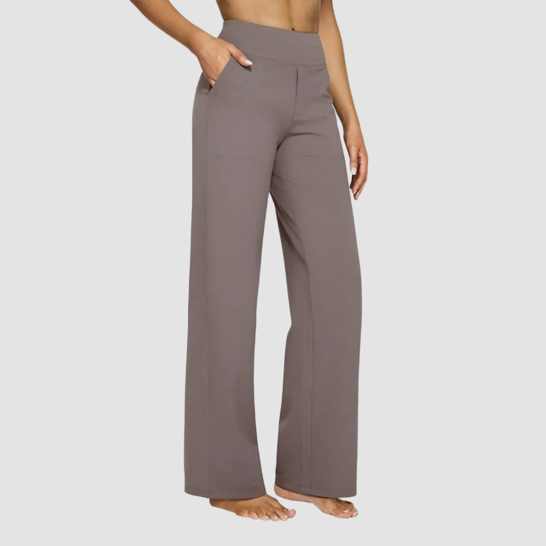 Pantalon de sport féminin confortable à taille haute et jambes larges