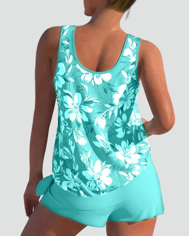 Elegante vormgevende dames tankini set met bloemenpatroon