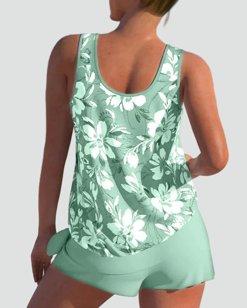 Elegante vormgevende dames tankini set met bloemenpatroon