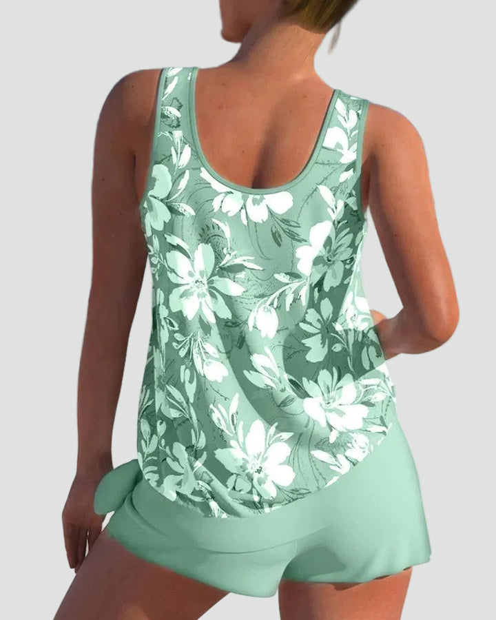 Elegante vormgevende dames tankini set met bloemenpatroon