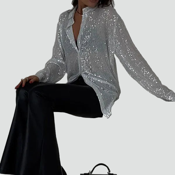 Blouse de soirée femme à coupe ample Cekinowa