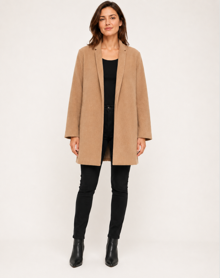 Manteau classique élégant en laine pour femme, idéal pour le travail