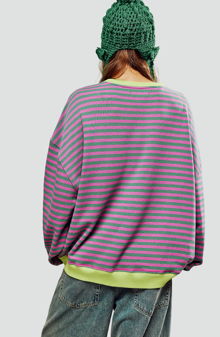 Kolorowa bluza damska oversize w paski na co dzień
