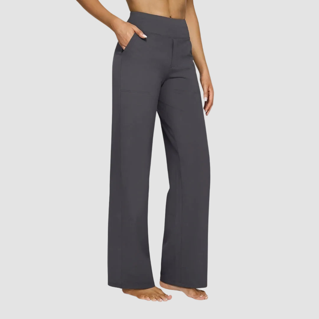 Pantalon de sport féminin confortable à taille haute et jambes larges