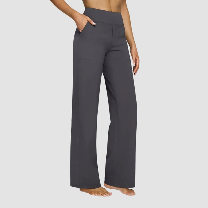 Pantalon de sport féminin confortable à taille haute et jambes larges