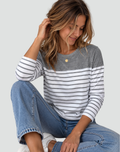 Pull doux pour femme à rayures de coupe classique