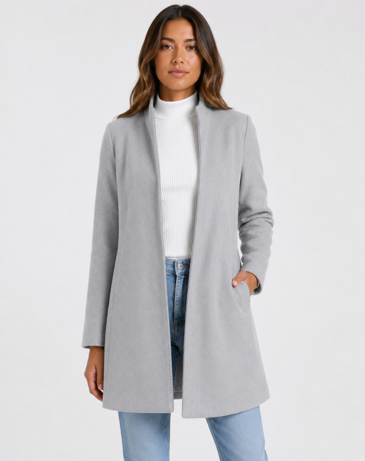 Manteau classique élégant en laine pour femme, idéal pour le travail