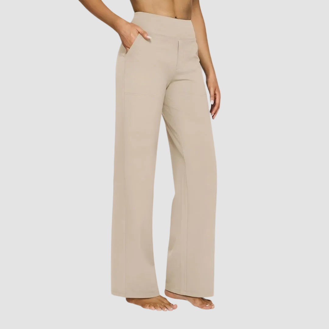 Pantalon de sport féminin confortable à taille haute et jambes larges