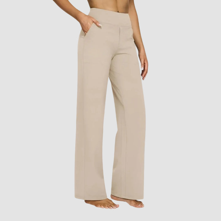 Pantalon de sport féminin confortable à taille haute et jambes larges
