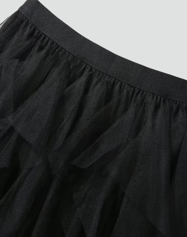 Elegancka spódnica tiulowa damska z falbanami midi