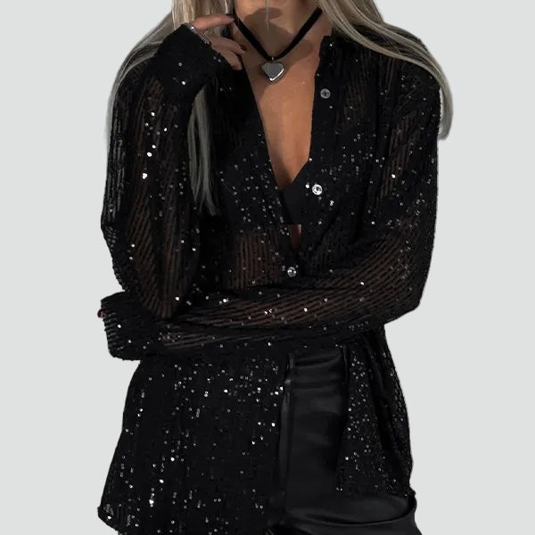 Blouse de soirée femme à coupe ample Cekinowa