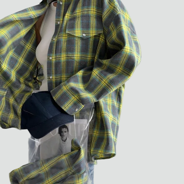 Chemise en flanelle oversize à carreaux pour femme, automne