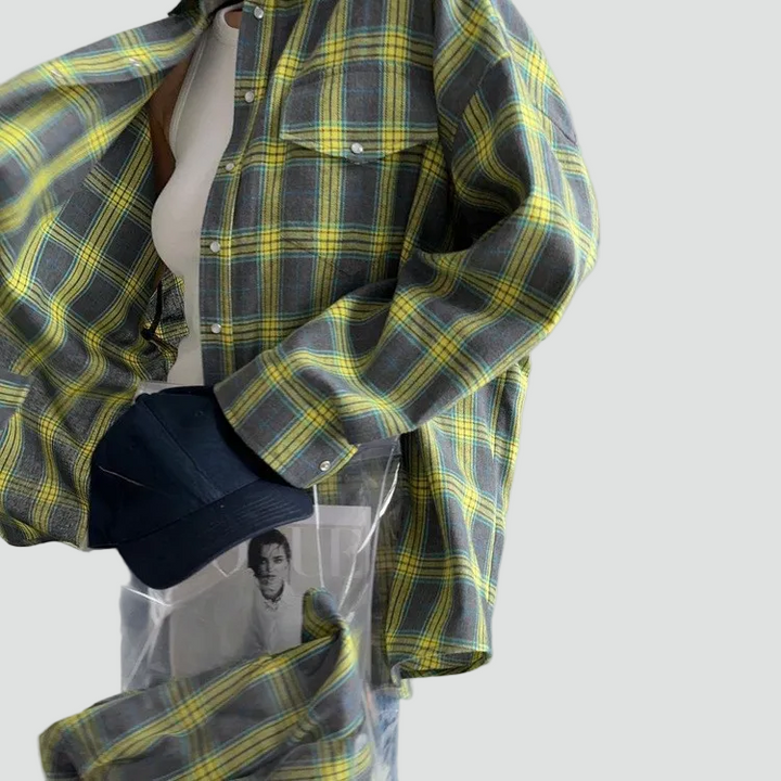 Chemise en flanelle oversize à carreaux pour femme, automne