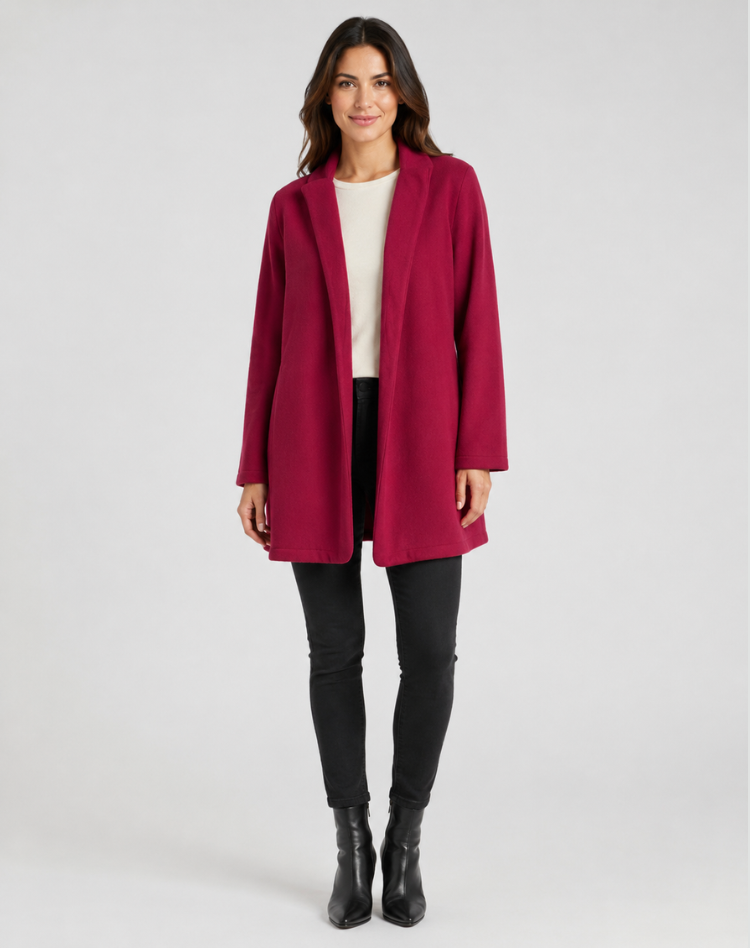 Manteau classique élégant en laine pour femme, idéal pour le travail
