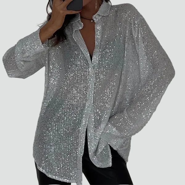 Blouse de soirée femme à coupe ample Cekinowa