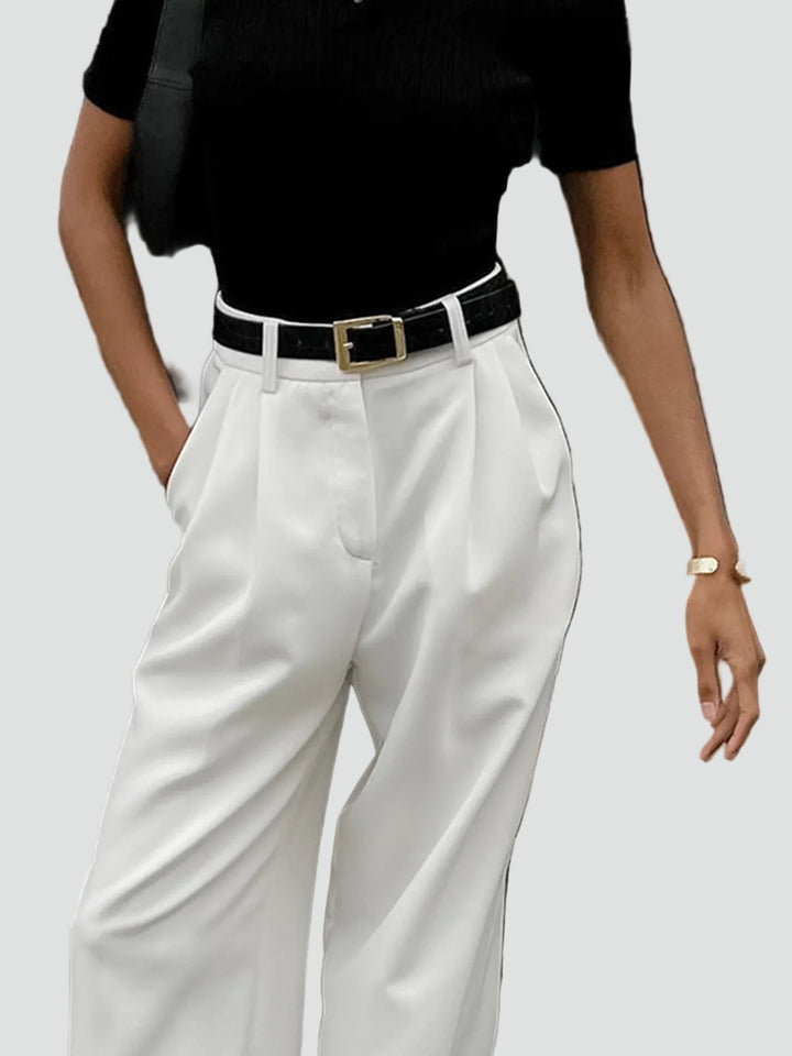 Pantalon élégant à jambes larges pour femme à taille haute