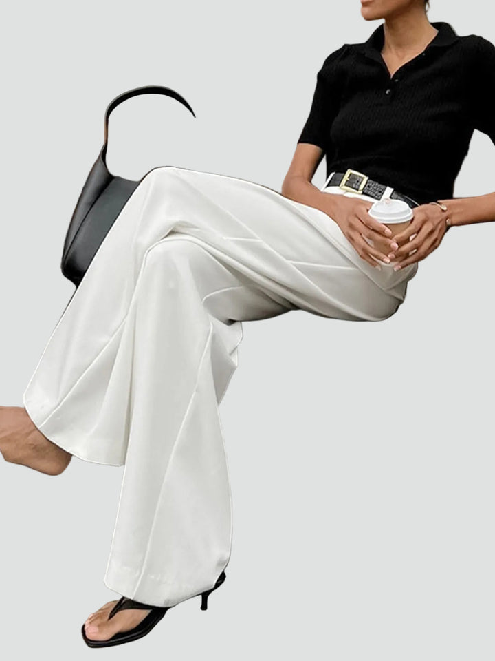 Pantalon élégant à jambes larges pour femme à taille haute