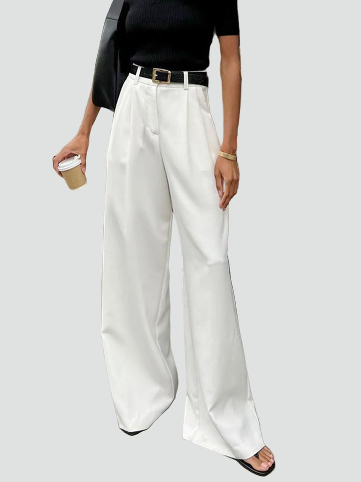 Pantalon élégant à jambes larges pour femme à taille haute