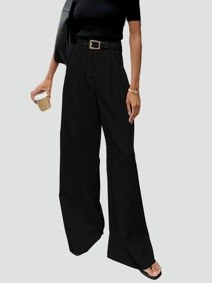 Pantalon élégant à jambes larges pour femme à taille haute