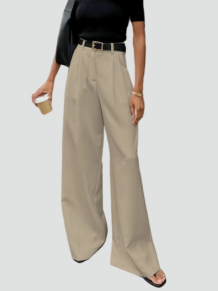 Pantalon élégant à jambes larges pour femme à taille haute