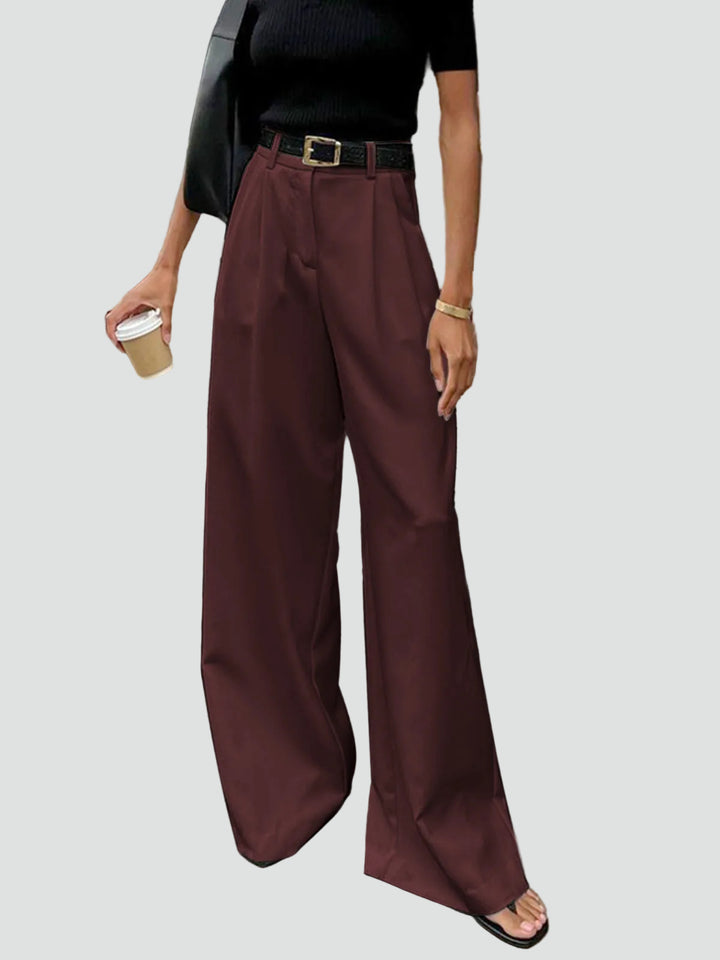 Pantalon élégant à jambes larges pour femme à taille haute