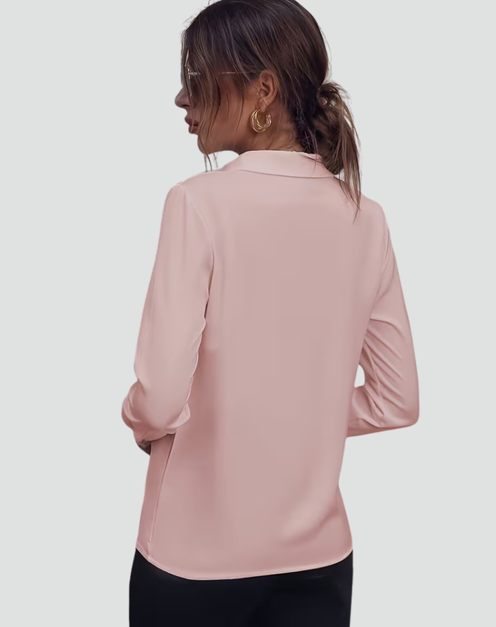 Elegante chiffonblouse met kraag en lange mouwen