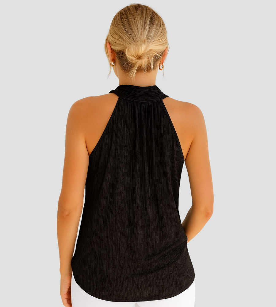 Haut en brocart pour femme, sans manches, à col roulé, pour soirée