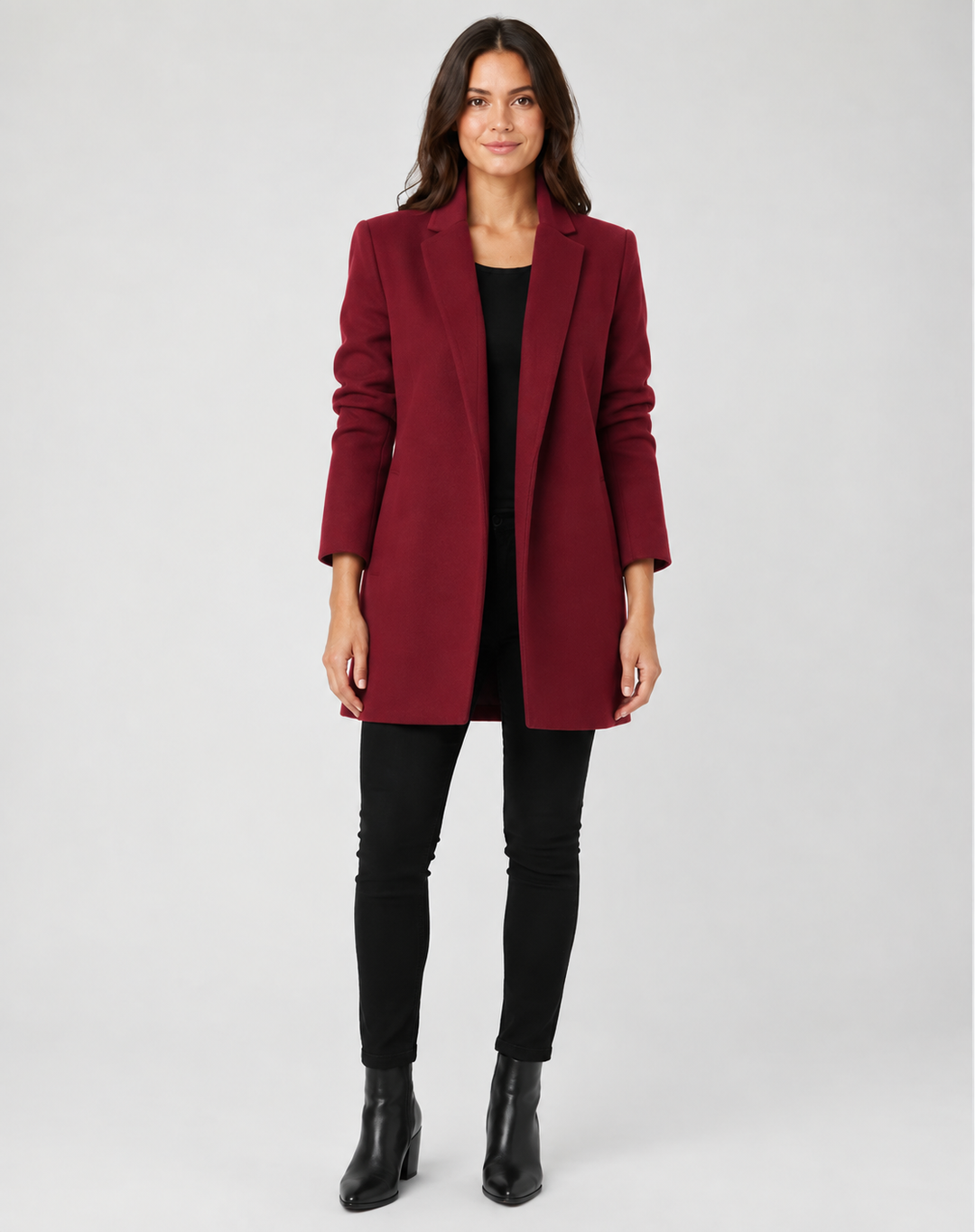 Manteau classique élégant en laine pour femme, idéal pour le travail
