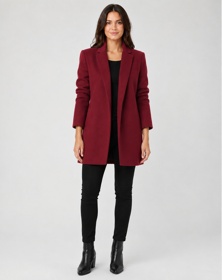 Manteau classique élégant en laine pour femme, idéal pour le travail