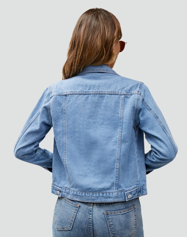 Kurtka jeans look z guzikami i kieszeniami damska