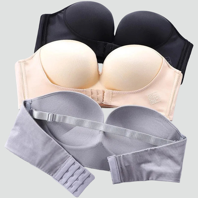 Soutien-gorge féminin sans bretelles à effet push-up autoportant pour robe