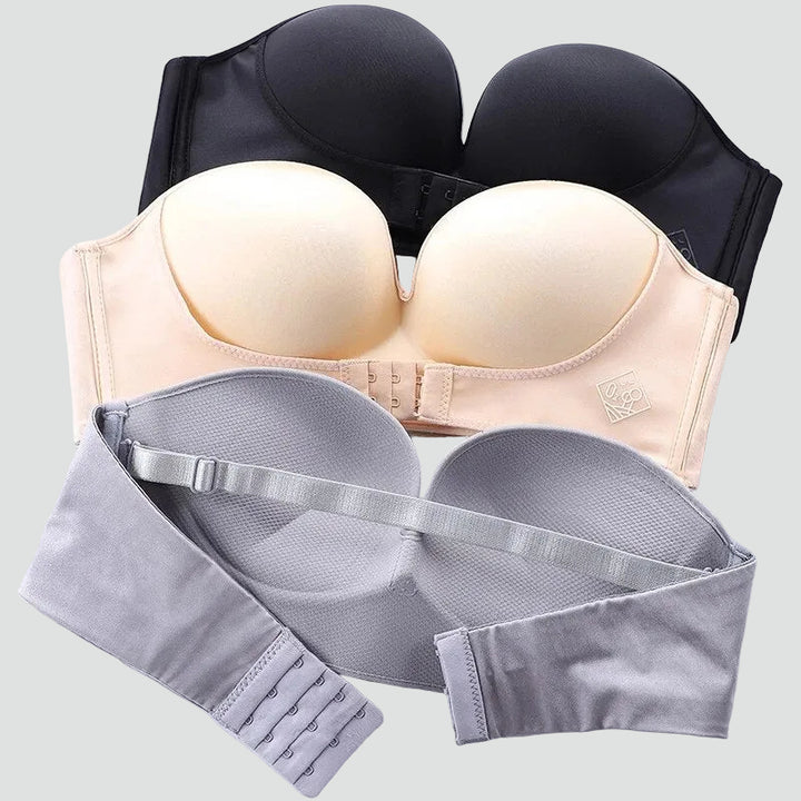 Soutien-gorge féminin sans bretelles à effet push-up autoportant pour robe