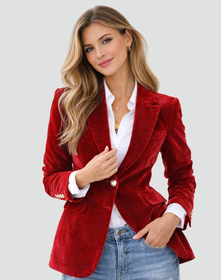 Veste élégante pour femme en velours coupe ajustée