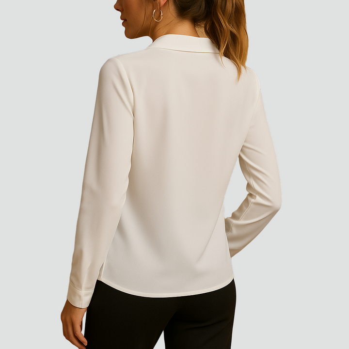 Elegante chiffonblouse met kraag en lange mouwen